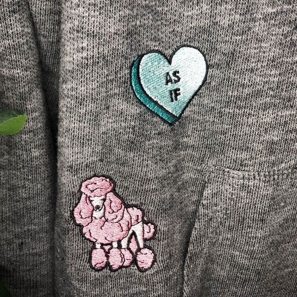 Gray LOVE Sequins Embroidered Hoodie - Picture 3 of 7